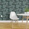 Peel & Stick Wallpaper 2FT Wide Emerald Modern Floral Botanical Blush Custom Removable Wallpaper by Spoonflower